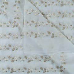 White Dyeable Georgette Thread Embroidered Fabric (1.50 Meter Piece)