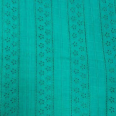 Cyan Shade Embroidered Cotton Heavy Hakoba Fabric