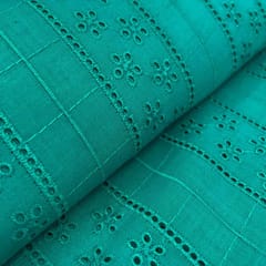 Cyan Shade Embroidered Cotton Heavy Hakoba Fabric