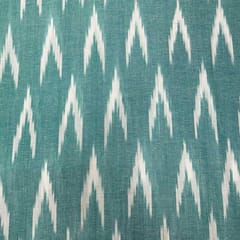 Cyan Shade Ikkat Striped Unstitched Fabric