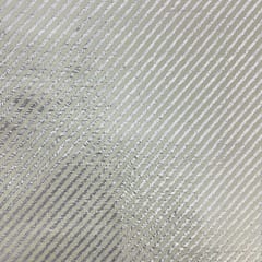 White Silver Stripes Dyeable Semi Brocade Fabric