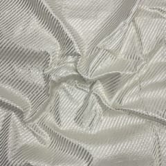 White Silver Stripes Dyeable Semi Brocade Fabric