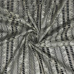 Pista Green Color Stripes Embroidered Net Fabric