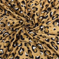 Mustard Color Abstract Modal Satin Print Fabric