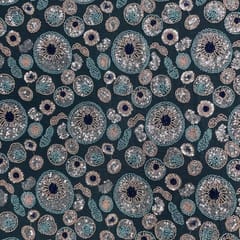 Aqua Blue Color Geometric Cut Dana Embroidered Fabric