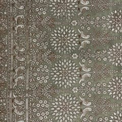 Olive Color Traditional Georgette Embroidered Fabric