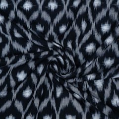 Black Color Cotton Ikat Fabric