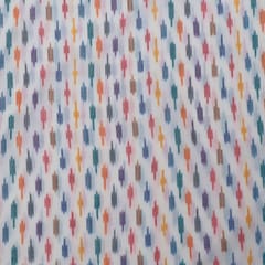 White Color Cotton Ikat Fabric