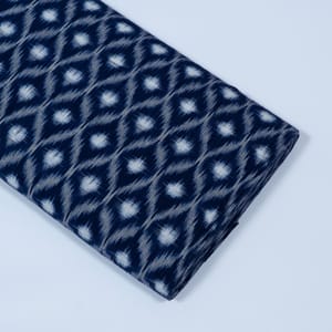 Blue Color Cotton Ikat Fabric