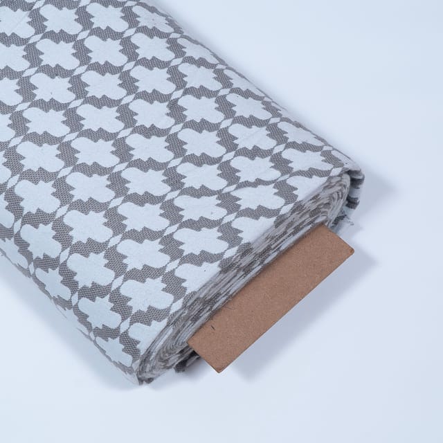 White and Grey Color Poly Cotton Jacquard Fabric