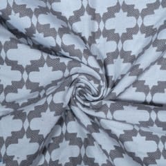 White and Grey Color Poly Cotton Jacquard Fabric