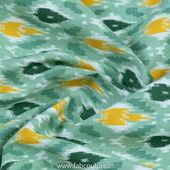 Green Flex Cotton Ikkat Digital Printed Fabric (1.20Meter Piece)