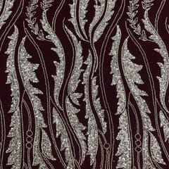 Dark Color Rosewood Floral Cut Dana Embroidered Fabric