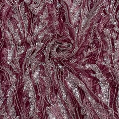 Dark Color Rosewood Floral Cut Dana Embroidered Fabric