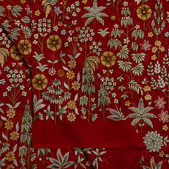 Red Gerogette Embroidered Fabric