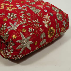 Red Gerogette Embroidered Fabric