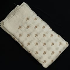 White Dyeable Dola Silk Embroidered Fabric