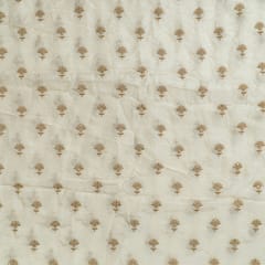 White Dyeable Dola Silk Embroidered Fabric