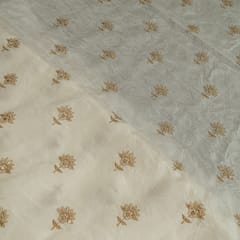 White Dyeable Dola Silk Embroidered Fabric