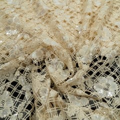 White Dyeable Cutwork Net Embroidered Fabric