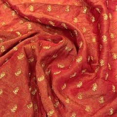 Maroon Uppada Silk Tissue Embroidered Fabric