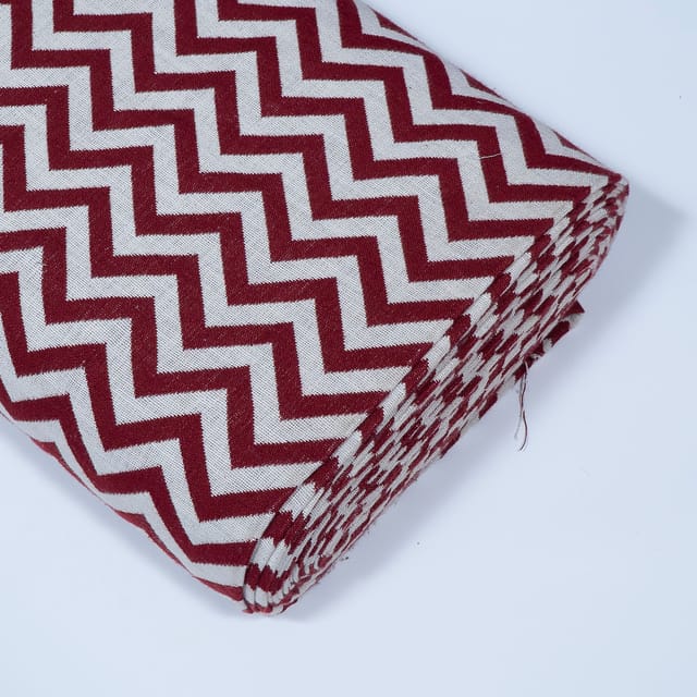 Maroon Color Cotton Jacquard Fabric