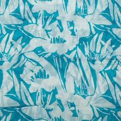 Cream and Blue Color Chiffon Digital Printed Fabric