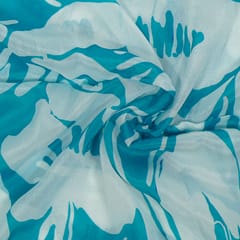 Cream and Blue Color Chiffon Digital Printed Fabric