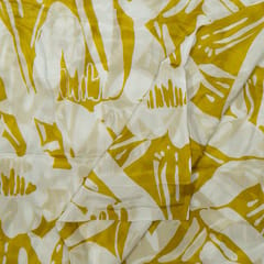 Cream and Green Color Chiffon Digital Printed Fabric