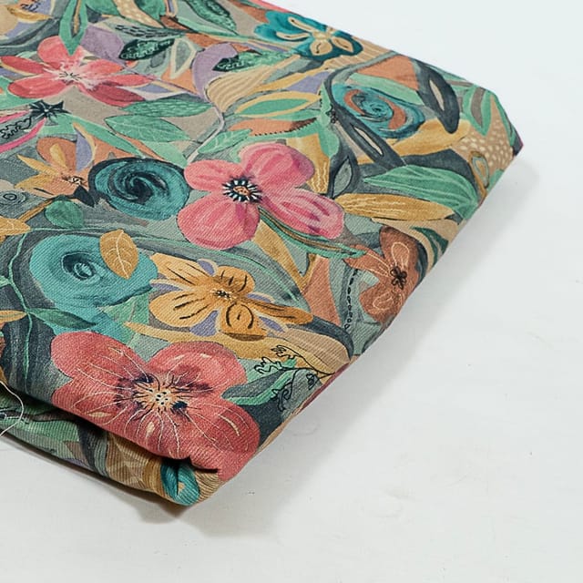 Multi Color Corduroy Printed Fabric