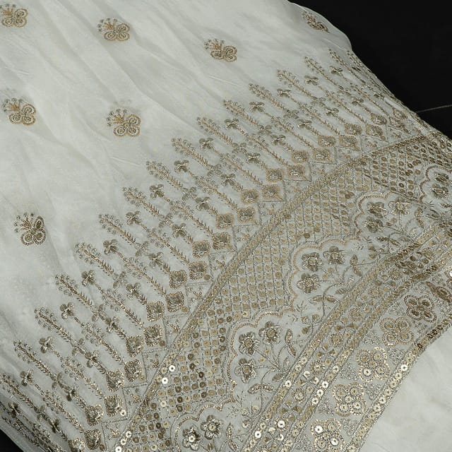 Dyeable Upada Silk Embroidered Fabric