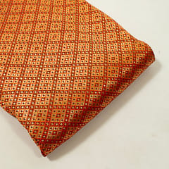 Orange Color Satin Brocade Fabric