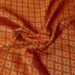 Orange Color Satin Brocade Fabric