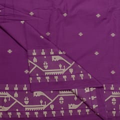 Purple Color Jamdani Cotton Jacquard Fabric