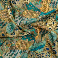 Multi Color Tussar Silk Printed Fabric