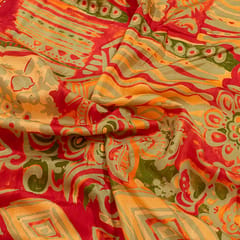 Multi Color Tussar Silk Printed Fabric