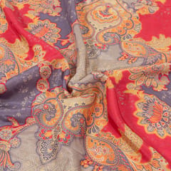 Multi Color Tussar Silk Printed Fabric