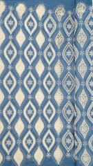 Light Blue Color Denim Cutwork Embroidered Fabric