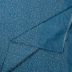 Blue Color Denim Embroidered Fabric