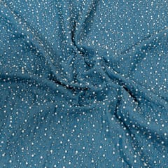 Blue Color Denim Embroidered Fabric