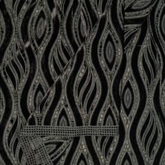 Black Cutwork Knitted Velvet Fabric