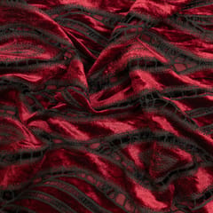 Maroon Cutwork Knitted Velvet Fabric