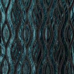 Peacock Blue Cutwork Knitted Velvet Fabric