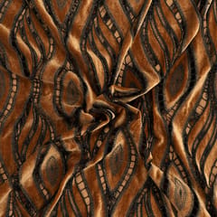 Brown Cutwork Knitted Velvet Fabric