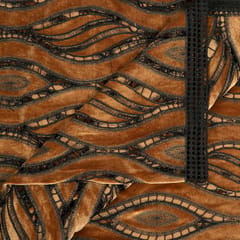 Brown Cutwork Knitted Velvet Fabric