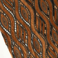 Brown Cutwork Knitted Velvet Fabric