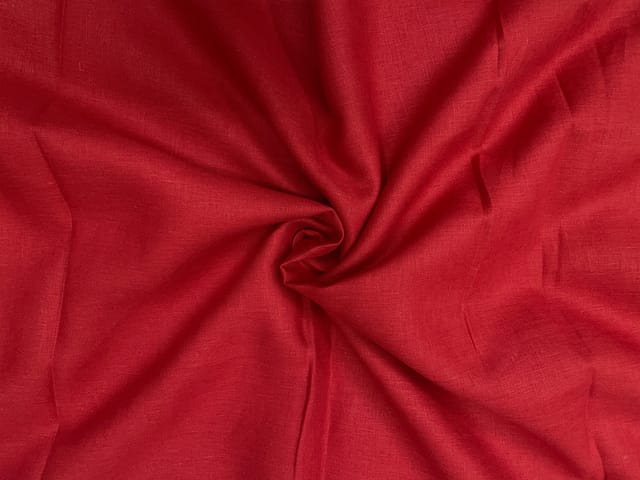 Blood Red Color Plain Pure Linen Fabric - 60 Lea