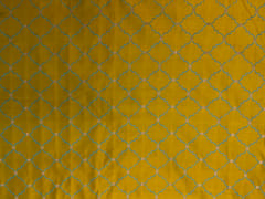 Dark Mustard Color Geometric Tanschui Silk Fabric Fabric