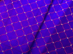 Purple & Blue Two Tone Color Geometric Tanschui Silk Fabric Fabric