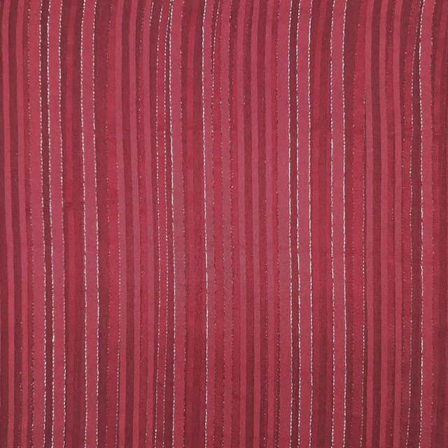 Red Stripes Printed Georgette Fabric